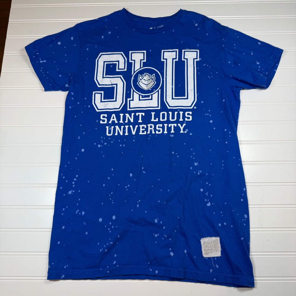 The Original Retro Brand‎ Saint Louis University SLU Splatter Graphic Tee Small